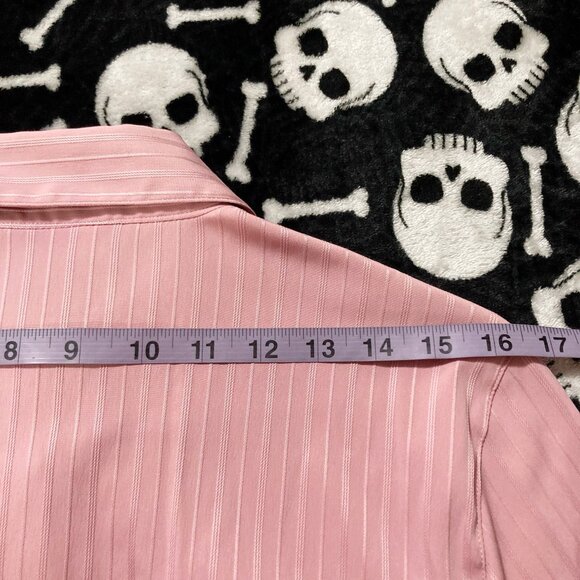 JESSICA Dusty rose pink vertical striped button-down shirt ~ MEDIUM LARGE blouse - Picture 11 of 14